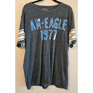 American Eagle 1977 Athletic Fit T Shirt - Gray/Blue/Cream XL vintage 2012